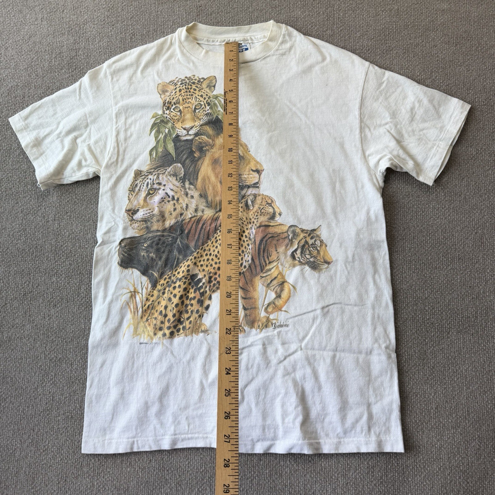 Vintage 1989 Biolchini Big Cat Men’s L T-Shirt Leopard Lion Tiger Single Stitch gallery