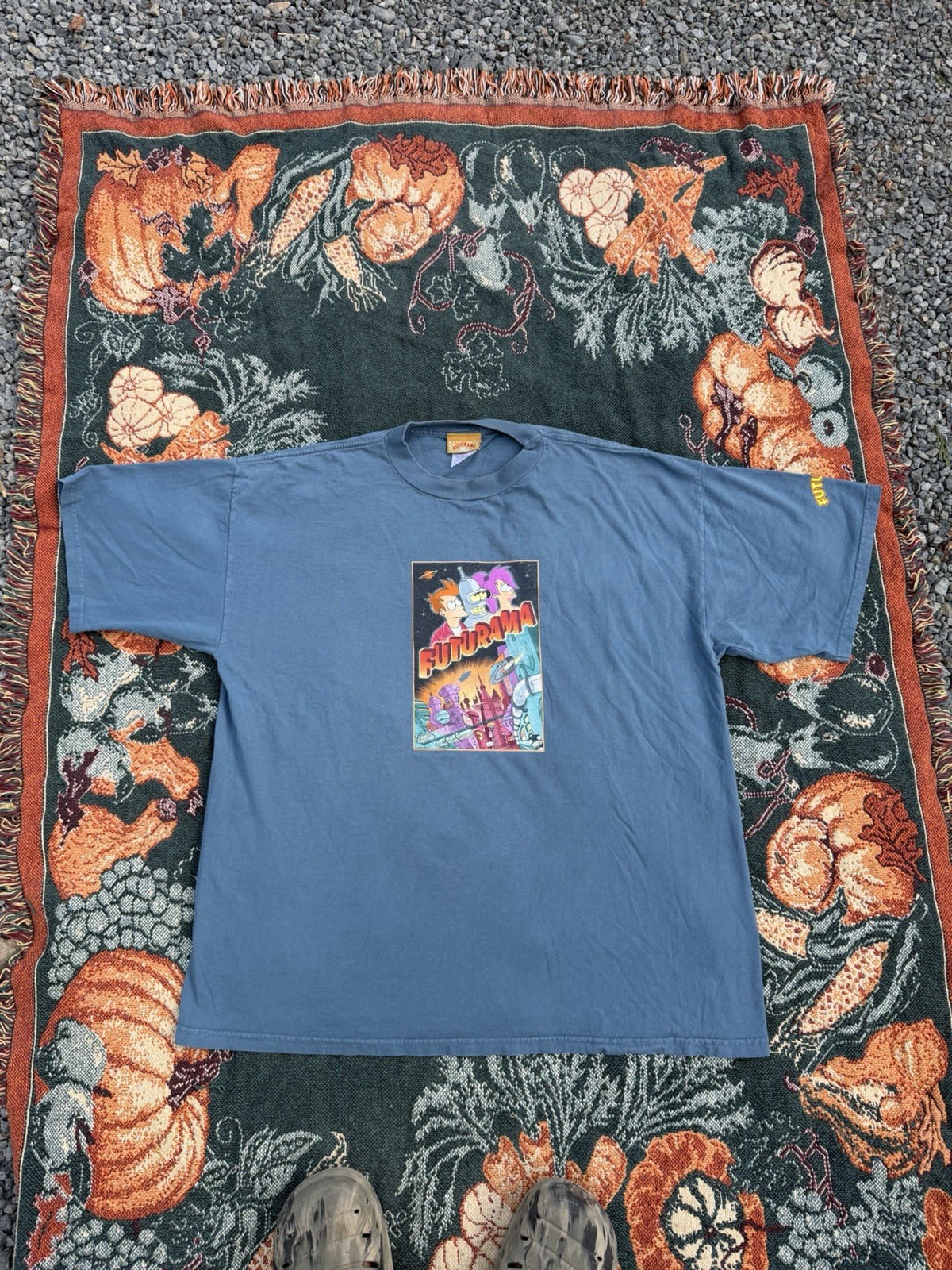 Vintage 90s Futurama RARE Cartoon Network TV Show Cartoon Blue Men’s Shirt XL