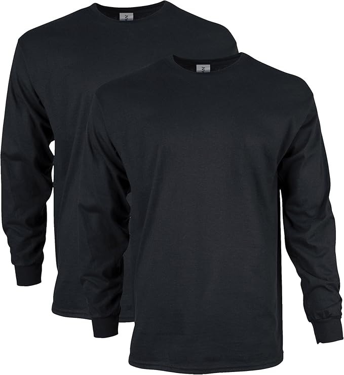 2-Pack Gildan Adult Ultra Cotton Long Sleeve T-Shirts Large Black Unisex gallery