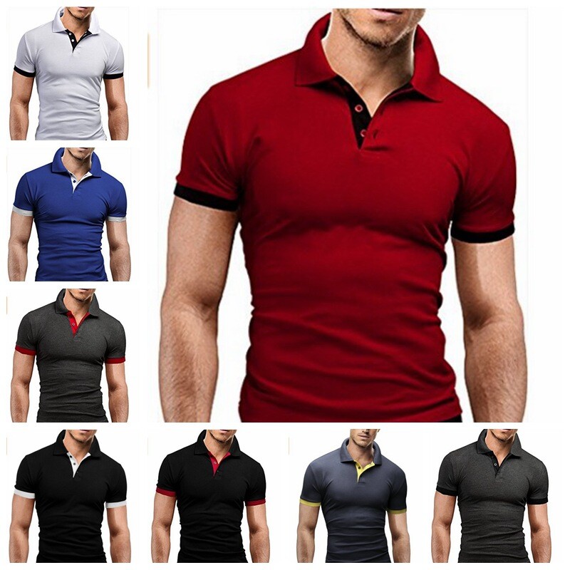 Fashion Men's Slim Fit Shirts Short Sleeve Casual Gol T-Shirt Mulscle Tops Tee gallery