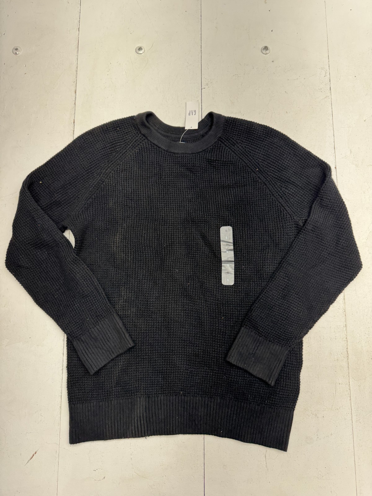Gap Black Waffle Knit Long Sleeve Pullover Henley T Shirt Mens Size Small New