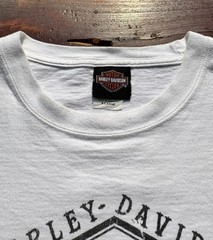 Harley Davidson Oakland CA Long Sleeve Shirt Mens XL White Spell Out Sleeve Bike
