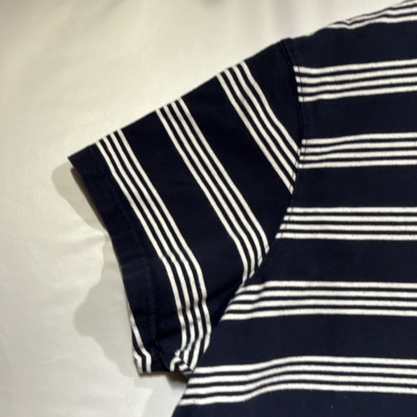 L.L.Bean Men's Navy/White Striped Logo Crew Neck Short Sleeve Knit Tee 2X gallery