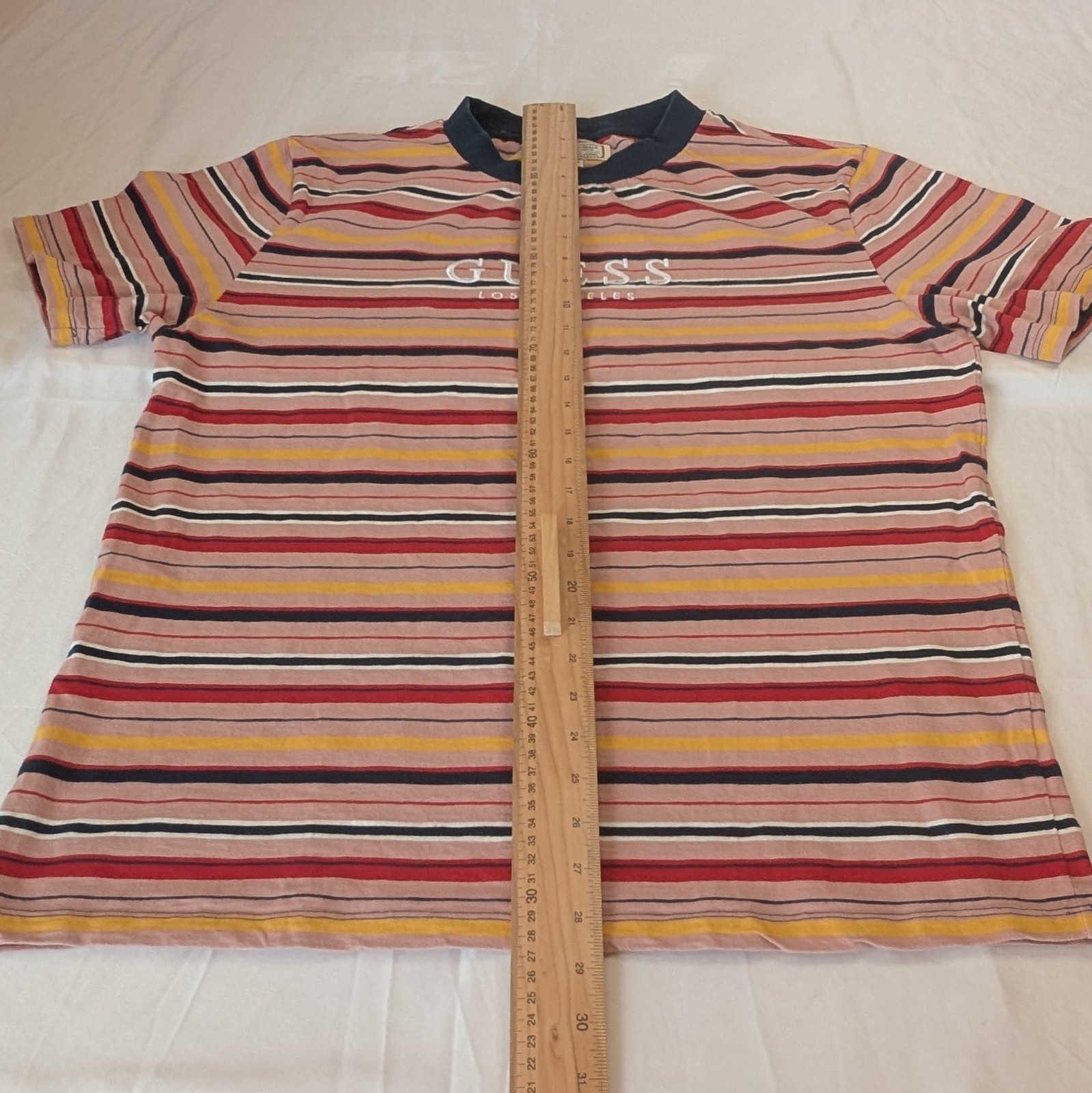 Guess Originals T Shirt Men's M Striped Logo Crew Neck Multicolour gallery