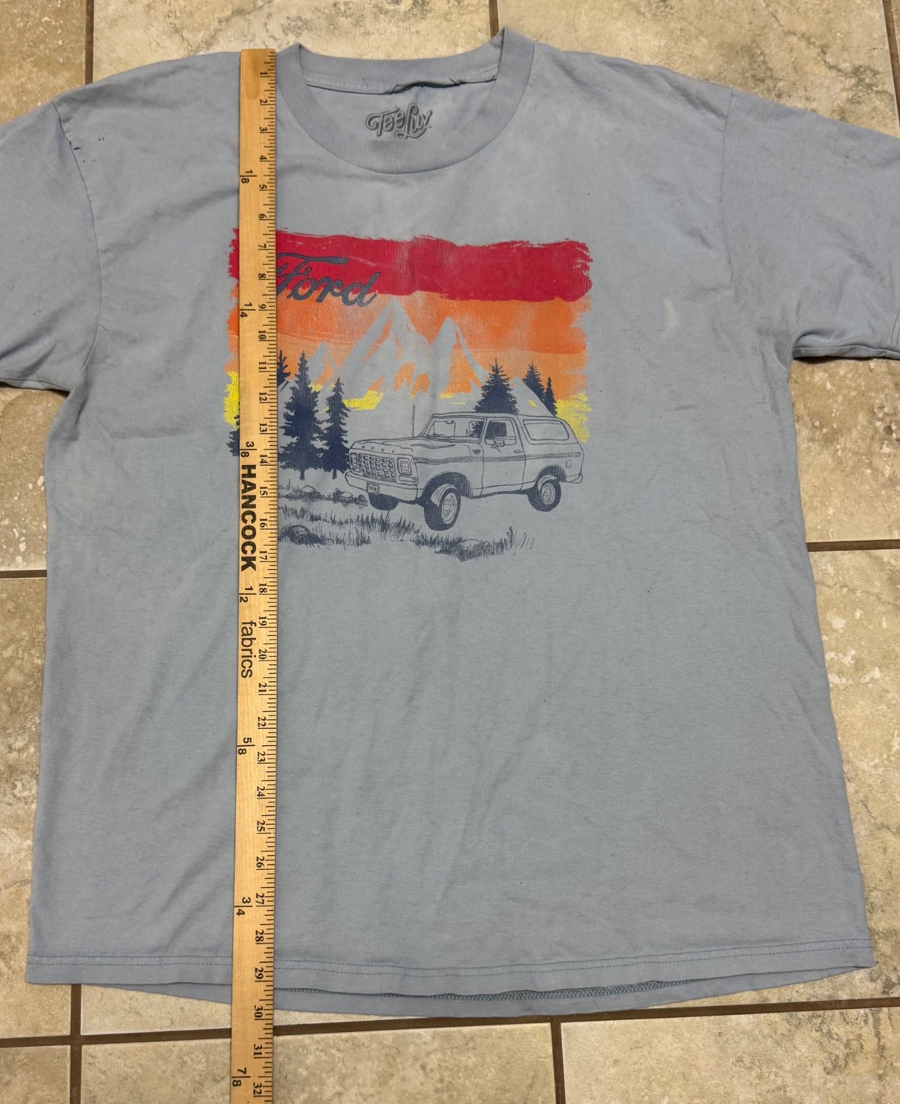 TEE LUV Light Blue Ford Bronco Classic Truck Print T Shirt-Size XL gallery