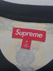 Supreme Ringer Crew Neck T Shirt Yellow Black Cat Fireworks Logo S/S Top M SS24