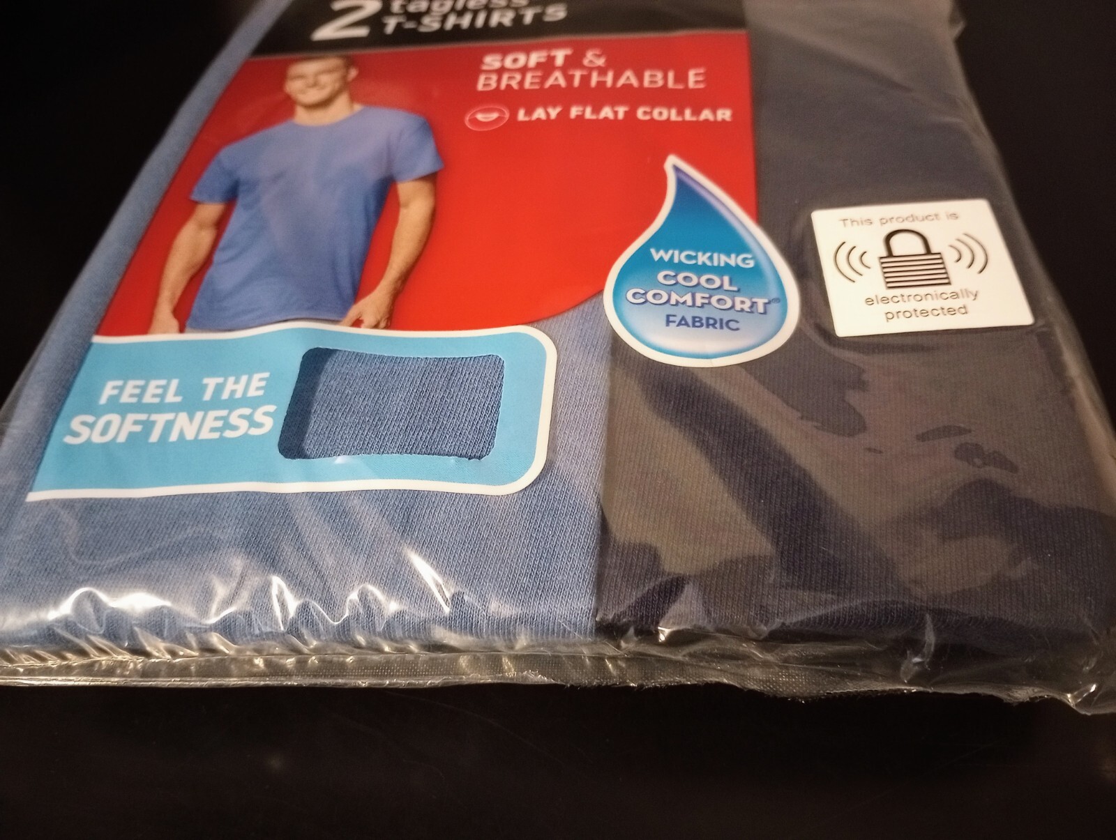 2 Pack Mens Hanes Tagless Tshirts Size MEDIUM Soft & Breathable Wicking Fabric gallery