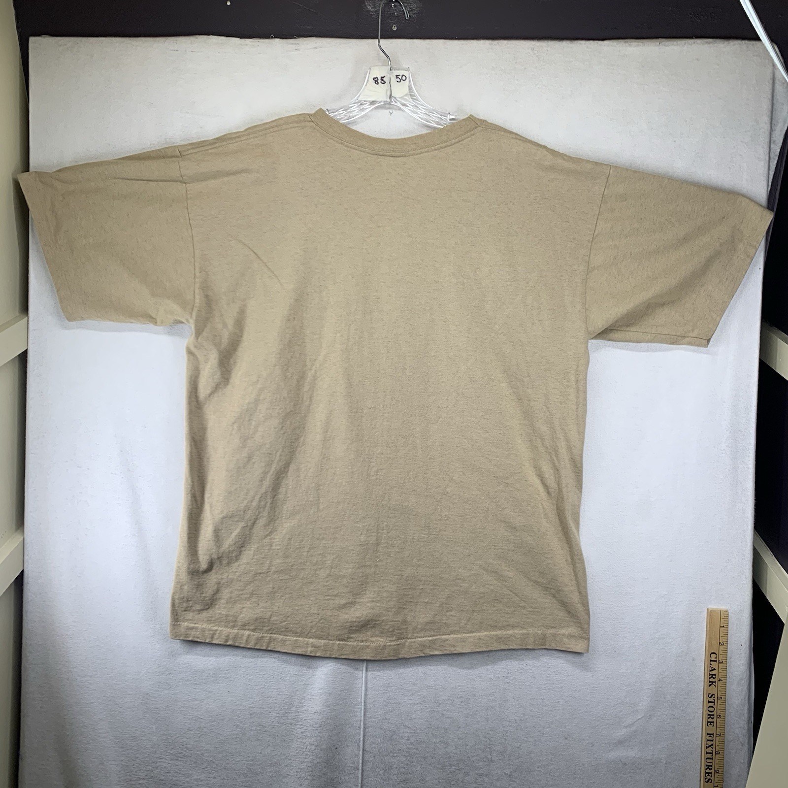 Vintage Single Stitch T Shirt XL Rustic American Quilt Patch Work Tan Cotton USA gallery