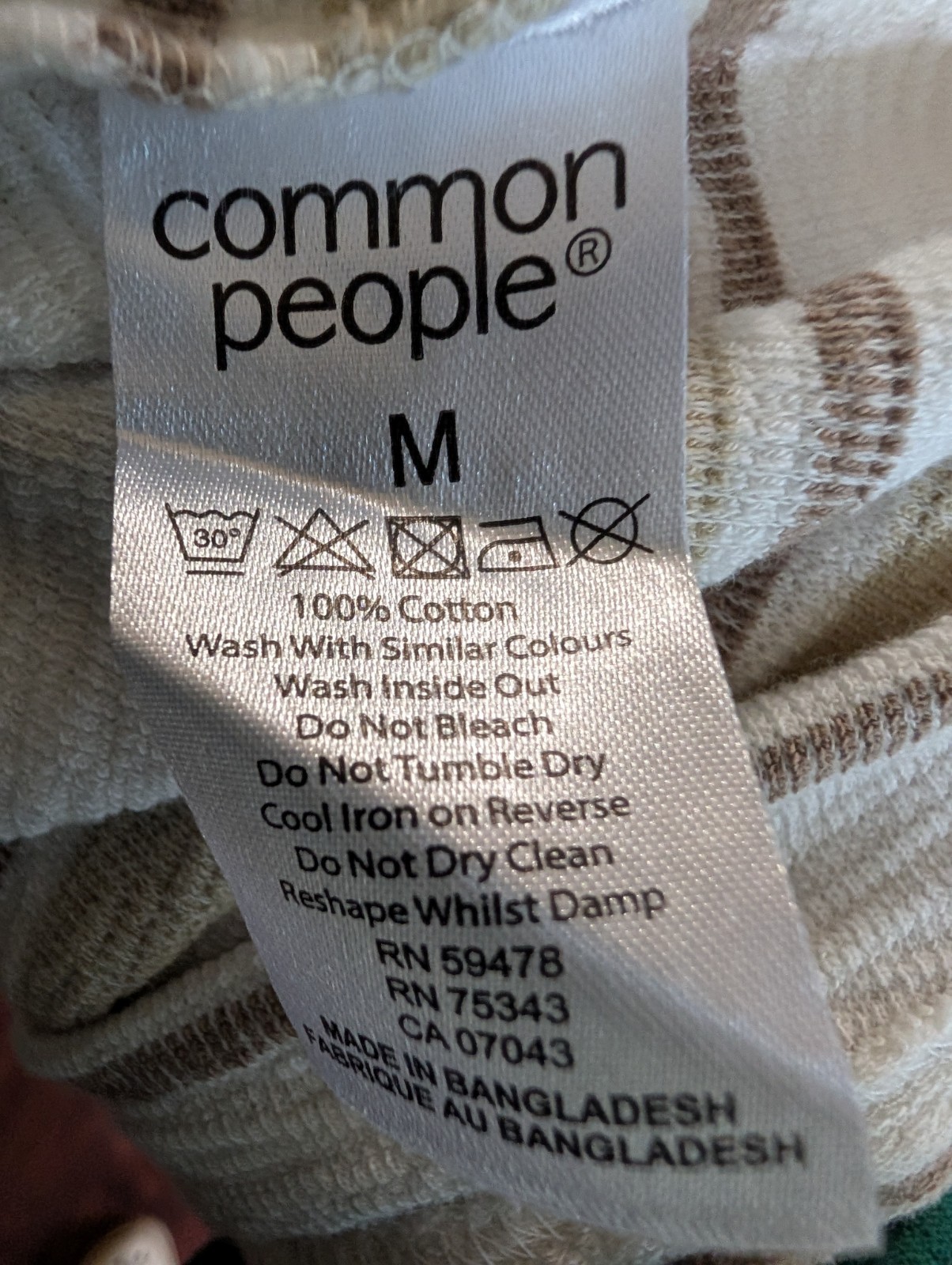 Common People T Shirt Men’s M Stone/Tan Striped Short Sleeve Shirt 100% cotton gallery