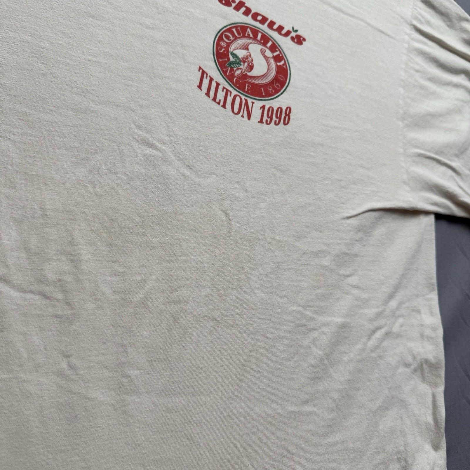 Hanes Beefy-T Vintage 90s Double-Sided Graphic Beige Unisex T-Shirt XL gallery
