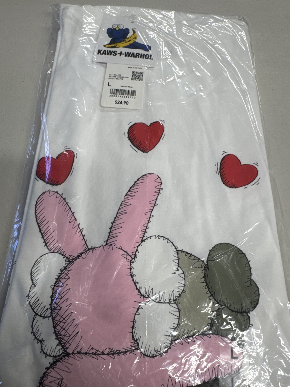 Uniqlo Kaws x Andy Warhol Graphic Print Tee Shirt Rabbit & Hearts Men’s Large gallery