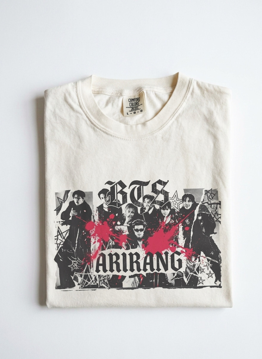 Y2K Kpop Fashion, BTS Arirang Graphic Tee, Trendy Bangtan Army Clothing