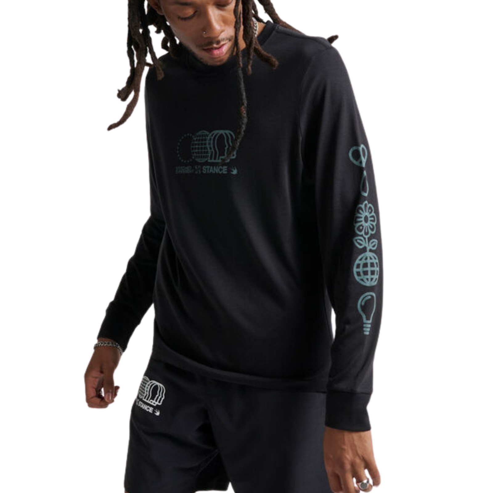 STANCE Standard Logix Long Sleeve Shirt sz L Large Black Butter Blend Fabric gallery