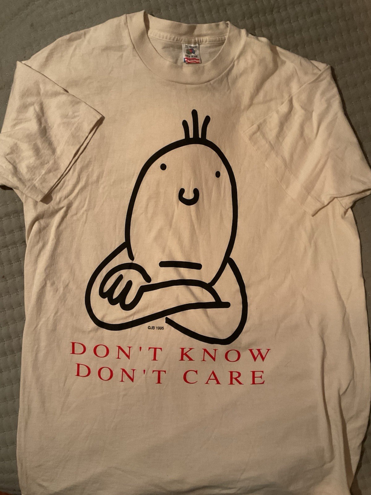 Vintage 1995 Dont Know Dont Care Single Stitch T-Shirt Men's XL gallery