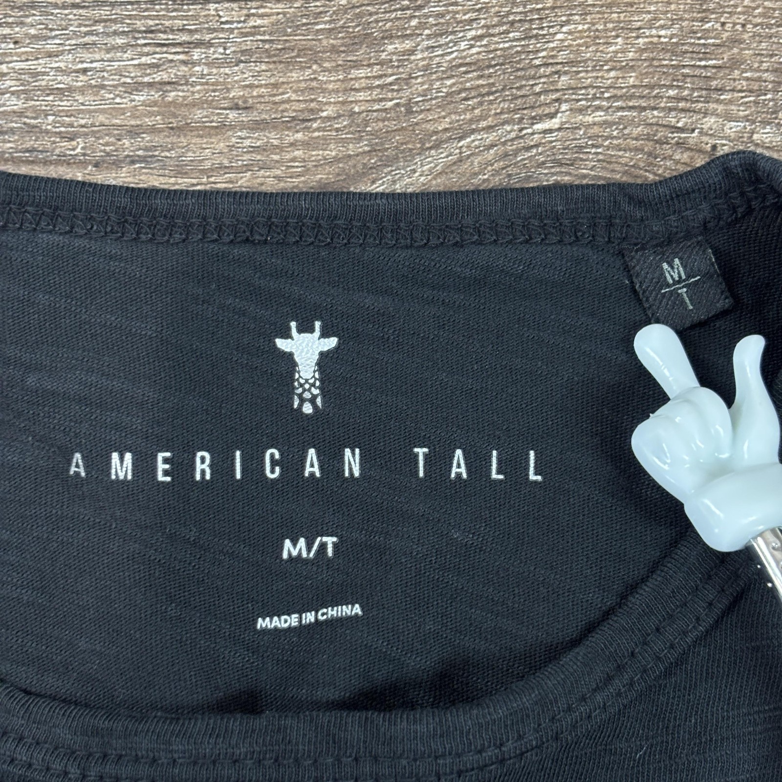 American Tall Slub Shirt Men's Medium MT Black Solid Cotton Crewneck Tee Soft gallery
