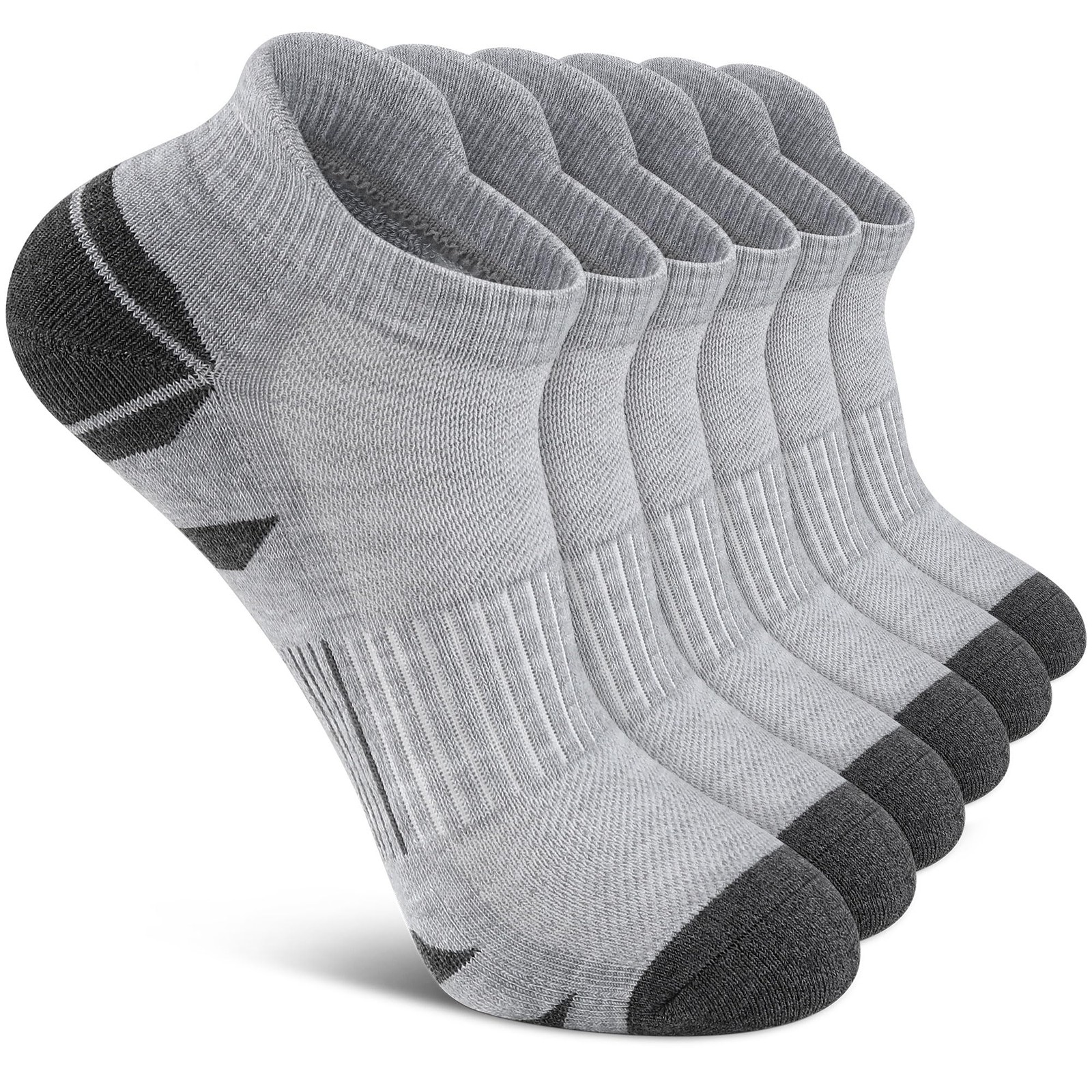 6 Pack Ankle Socks, Unisex, Athletic, Cushioned, Low Cut, Sport, Running