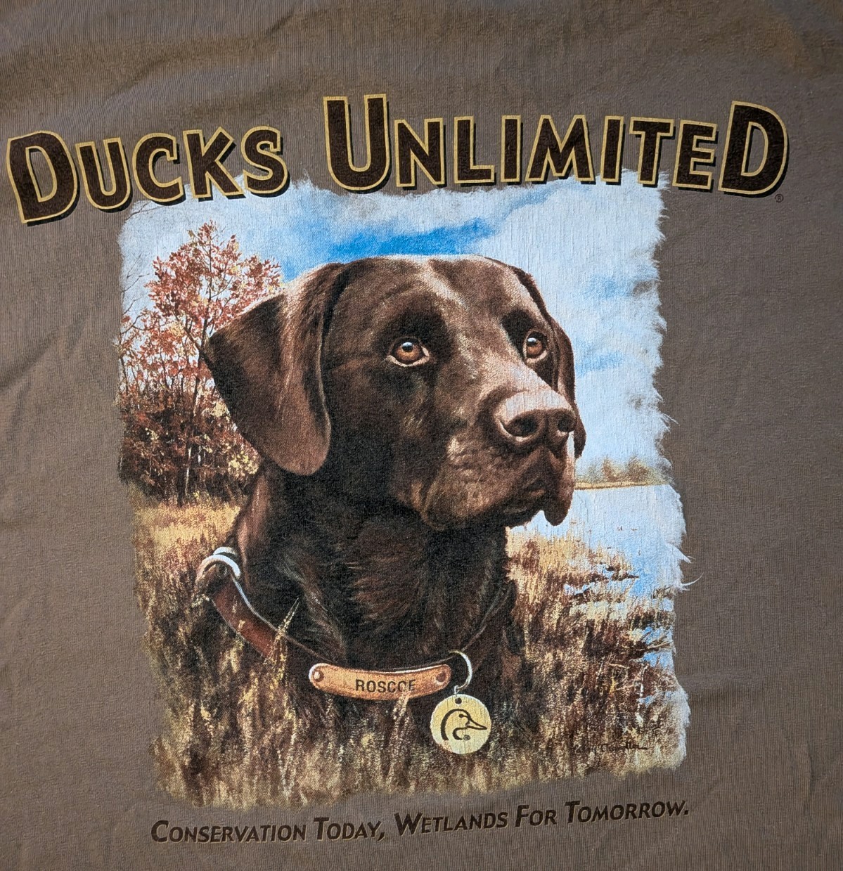 Artisans Ducks Unlimited Brown Dog Sportsman's Warehouse 90s Cotton Tee 2XL Vtg gallery