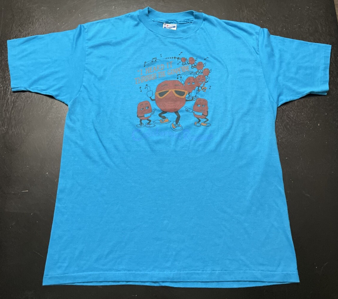 Vintage California Raisins 2-Sided T-Shirt, Blue/Turqouise, Size: XXL (Fits XL) gallery