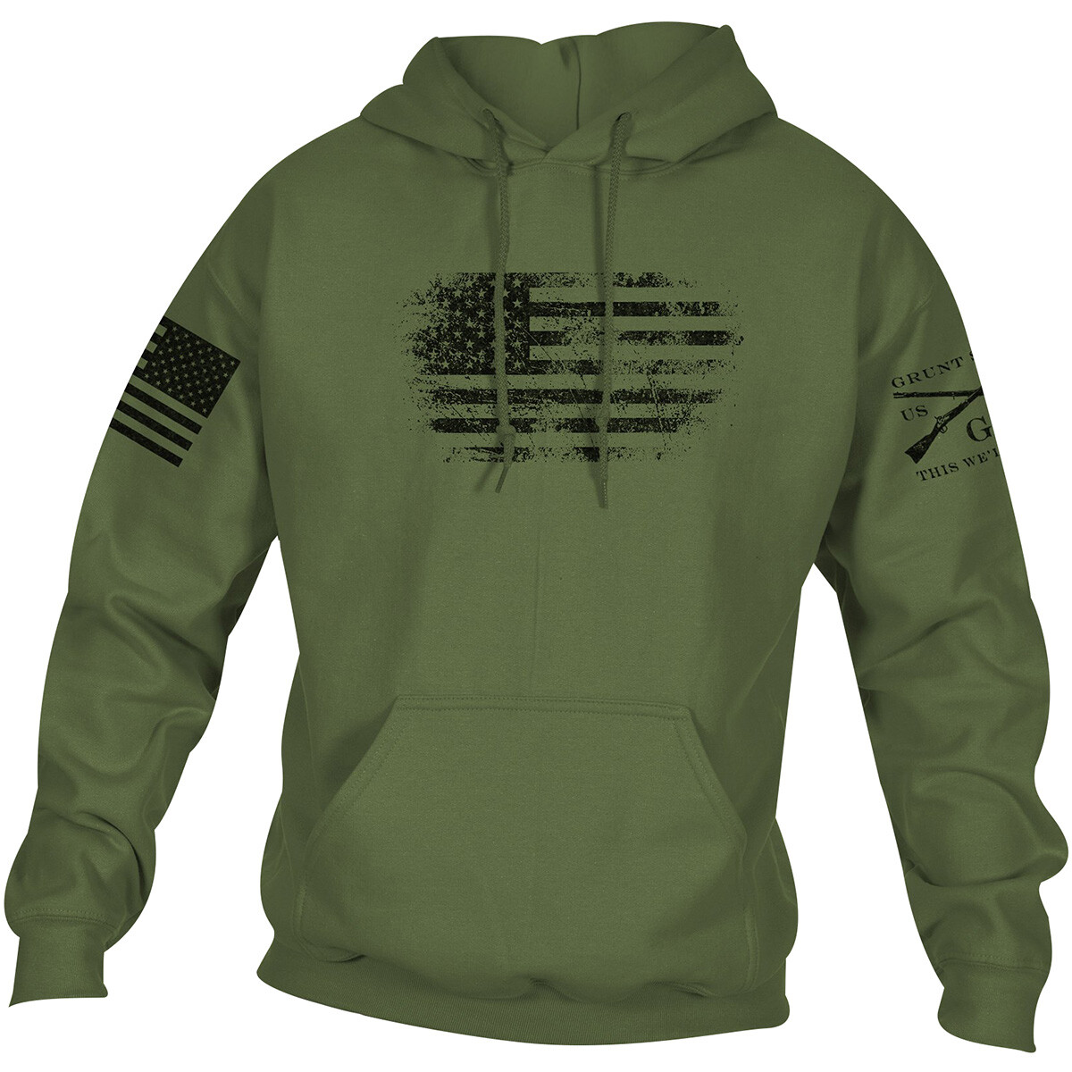 Grunt Style Vintage American Pullover Hoodie – Military Green