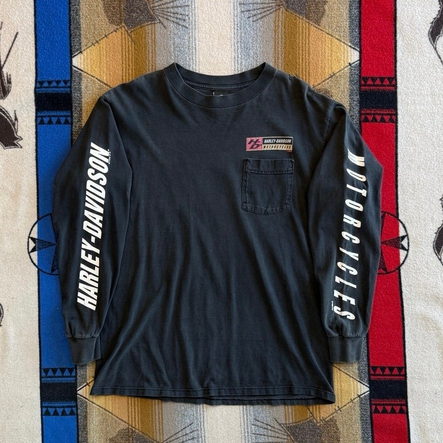 Vintage 90s Harley Davidson Long Sleeve T-Shirt Size Large Sleeve Hits Biker gallery