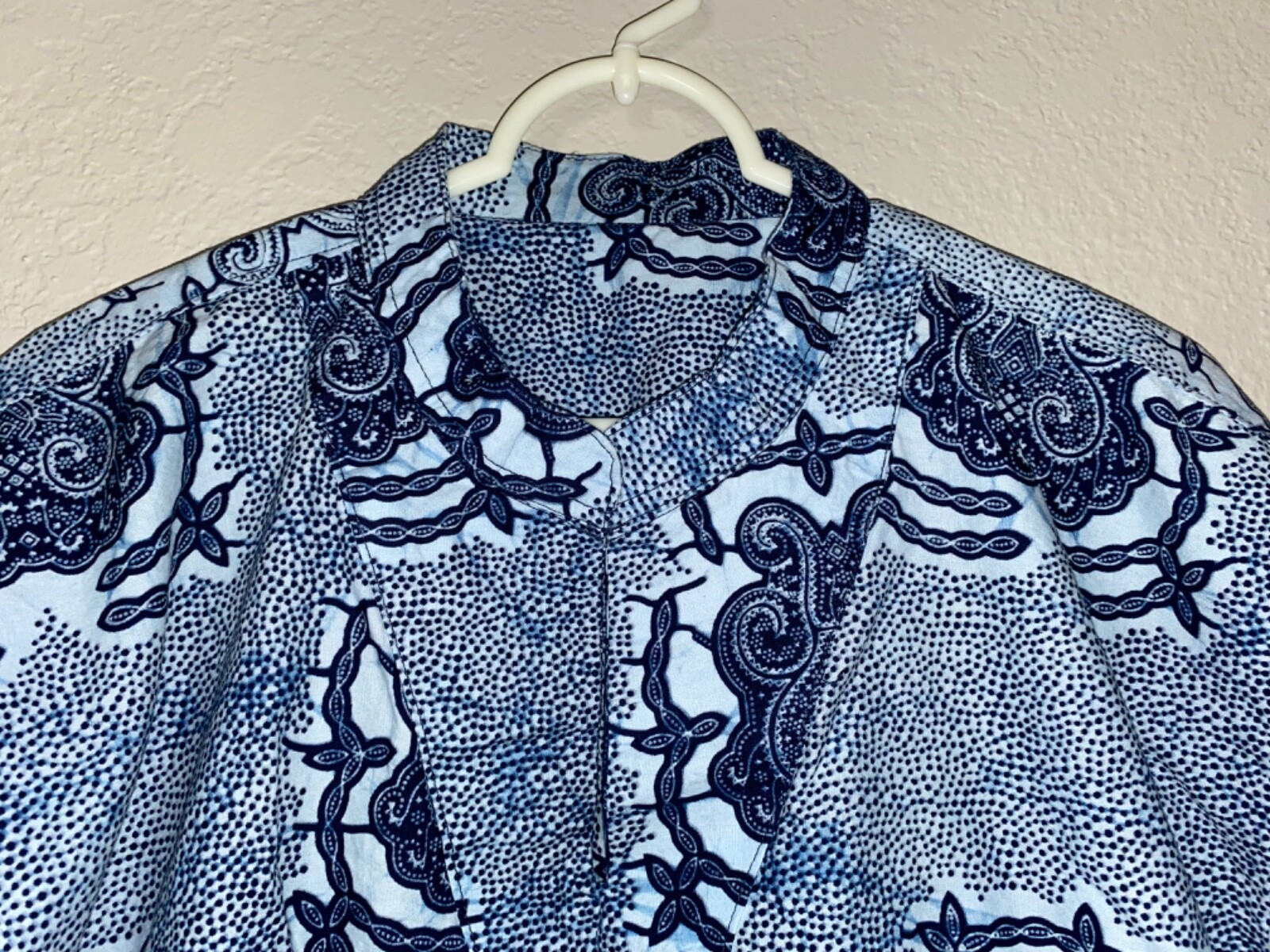 Cool design Pattern African Ghana ? Handmade Home hang Made shirt BLUE top M L ? gallery