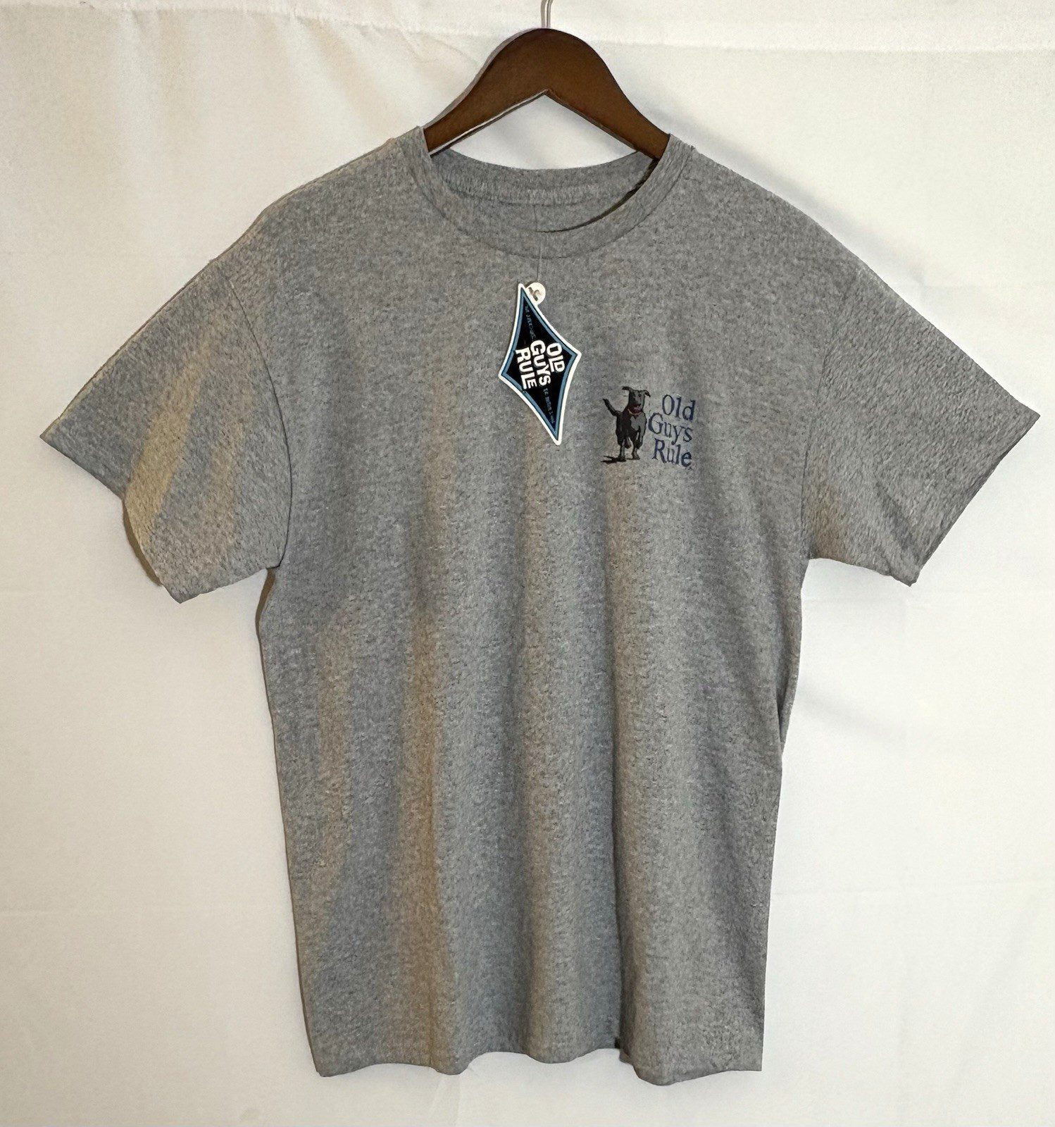 NWT Old Guys Rule Men's Medium Old Dogs Rule Gray S/S Graphic T-Shirt Tee gallery