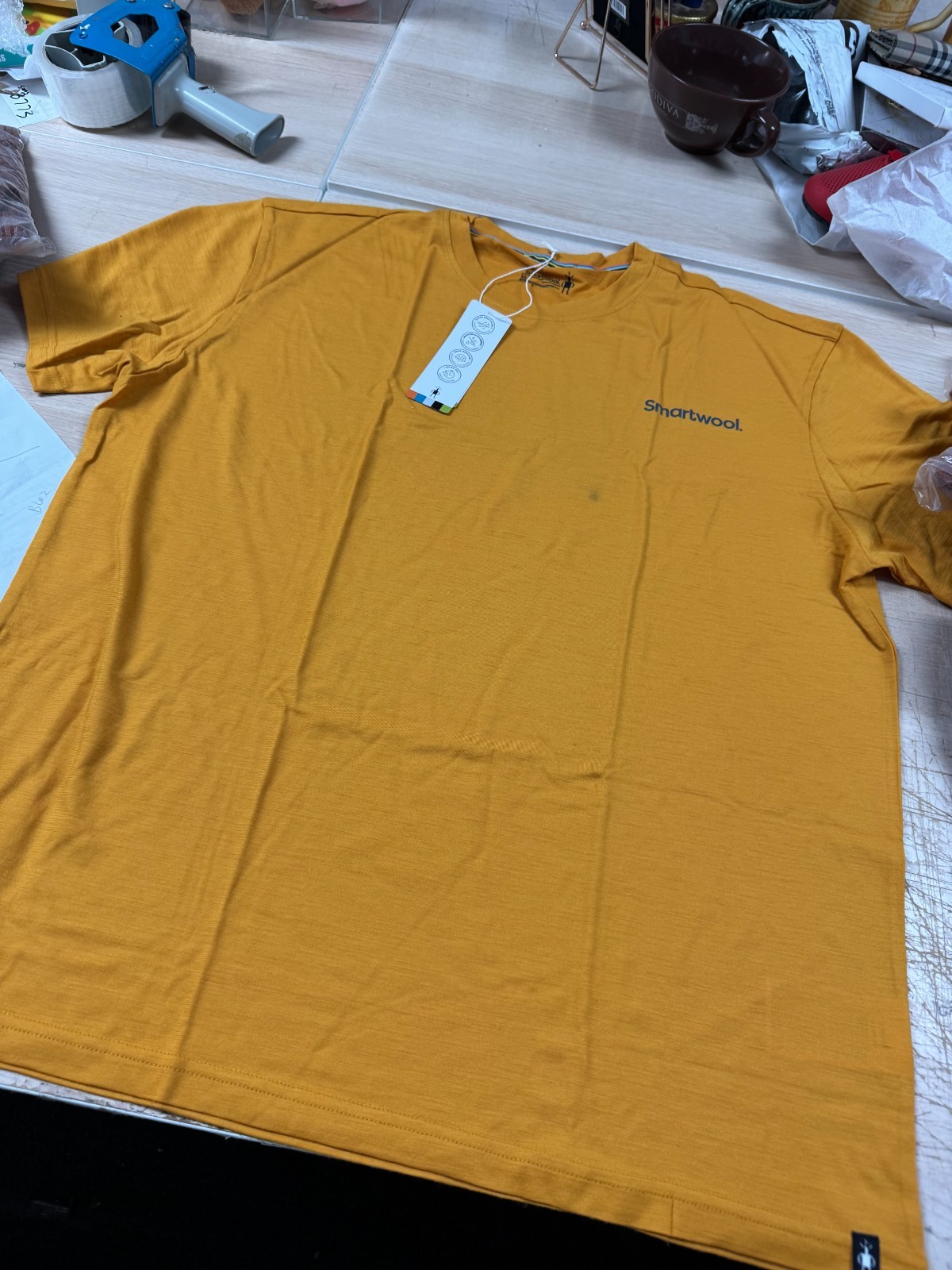 Smartwool Merino Wool Dawn Rise Graphic Short Sleeve Tee in Honey Gold XL gallery