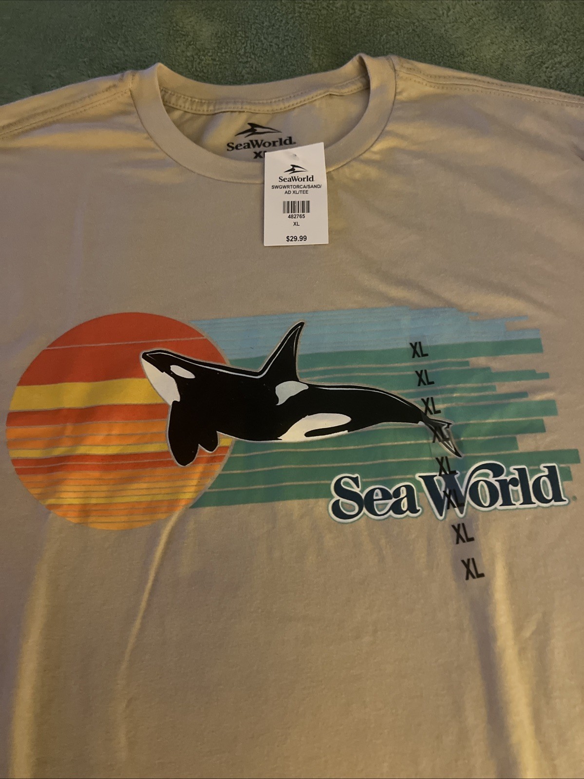 NWT SeaWorld Orca Sand Adult T Shirt Size XL gallery