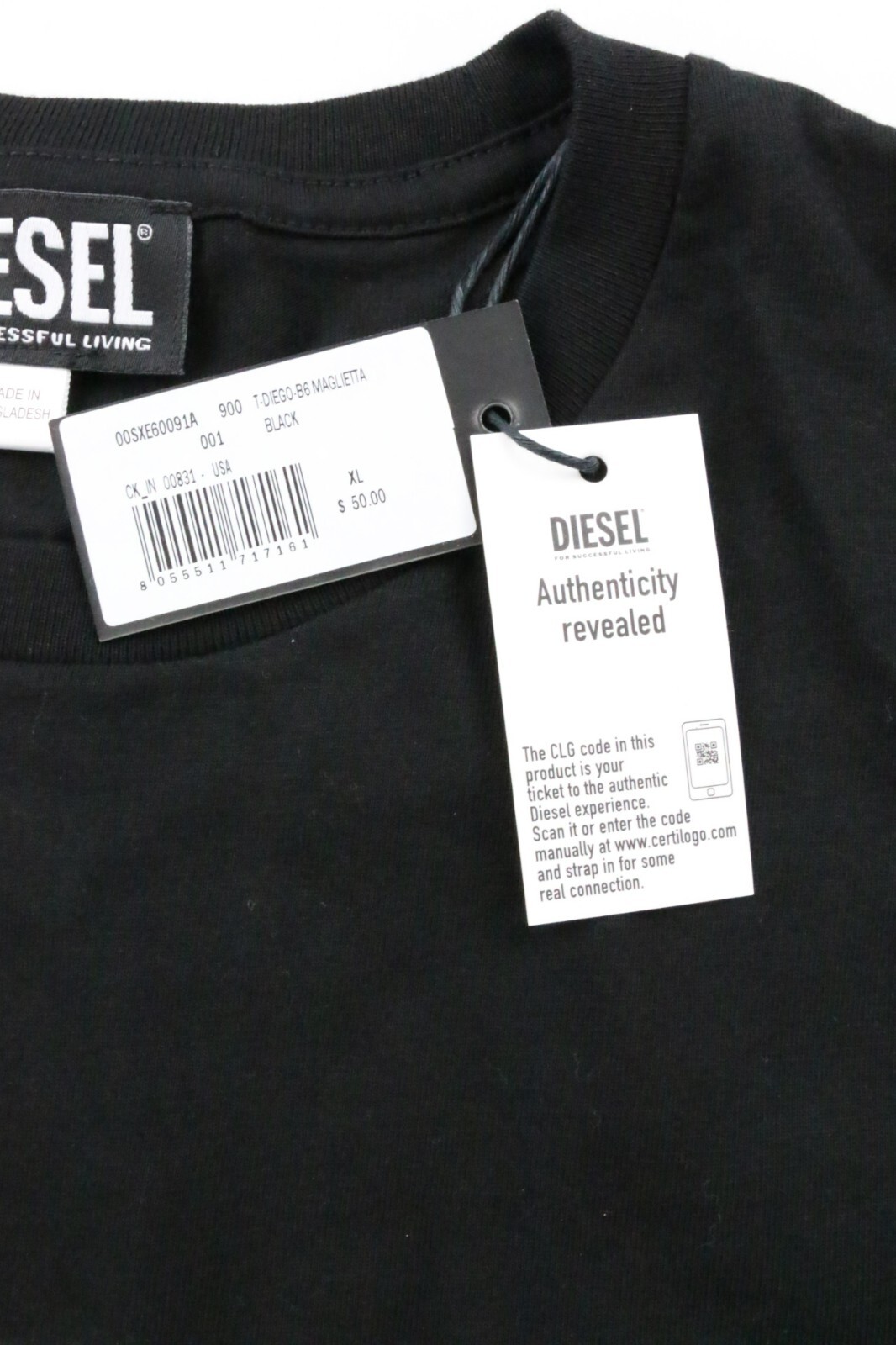 Diesel For Successful Living Tee Black White T-Shirt Sz XL Crew Neck Magic Unit gallery