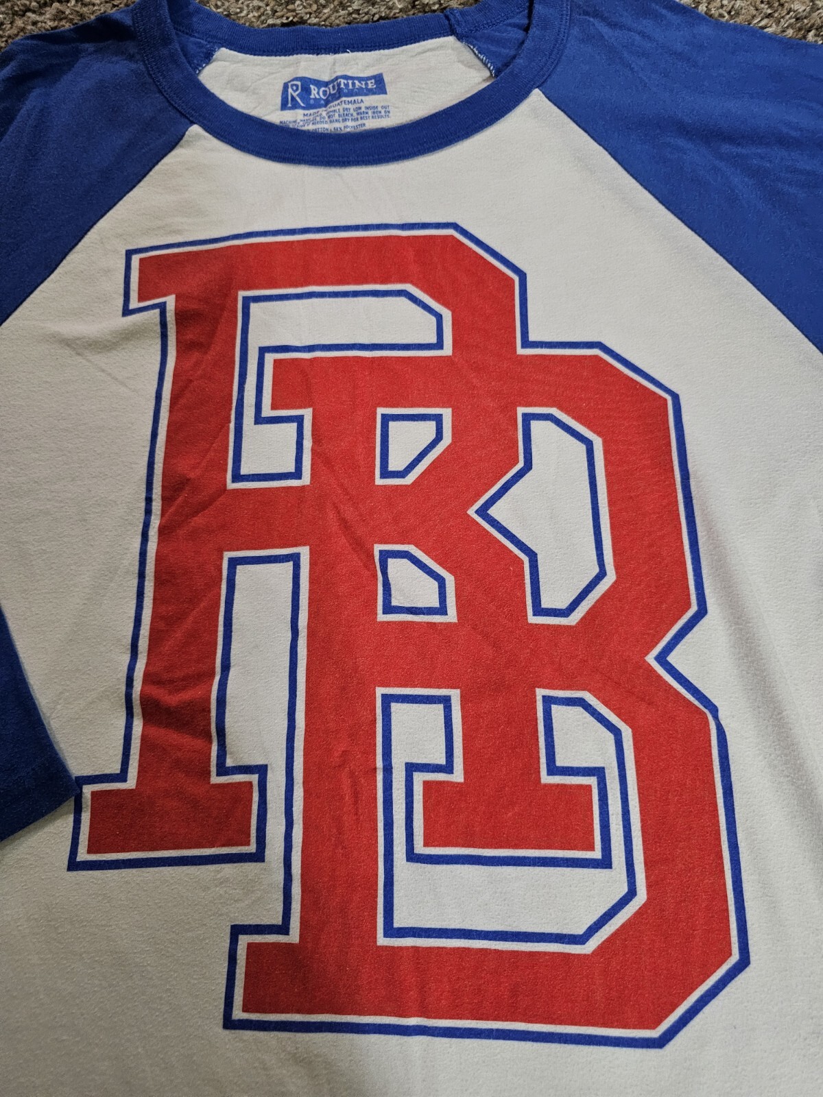 Routine Baseball RB 3/4 Sleeve T-Shirt Blue Mens Large gallery