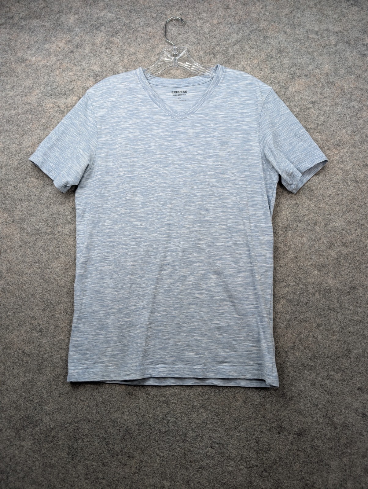 Express T Shirt Mens Medium Blue Flex Stretch V Neck Short Sleeve Comfort Preppy gallery