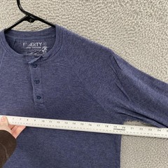 Faherty Shirt Mens Medium Blue Cloud Cotton Long Sleeve Henley Raglan Top