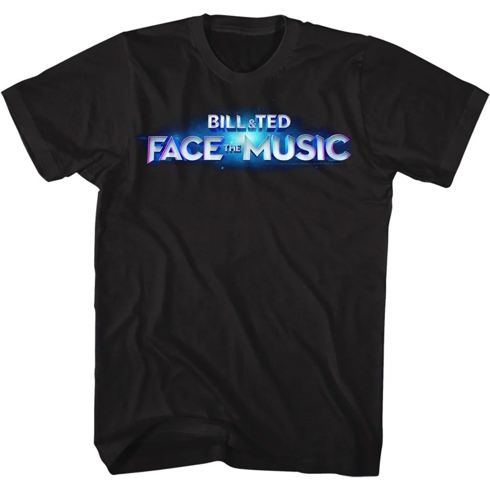Bill & Ted T Shirt FACE THE MUSIC FILM LOGO Adult Official New Black Cotton