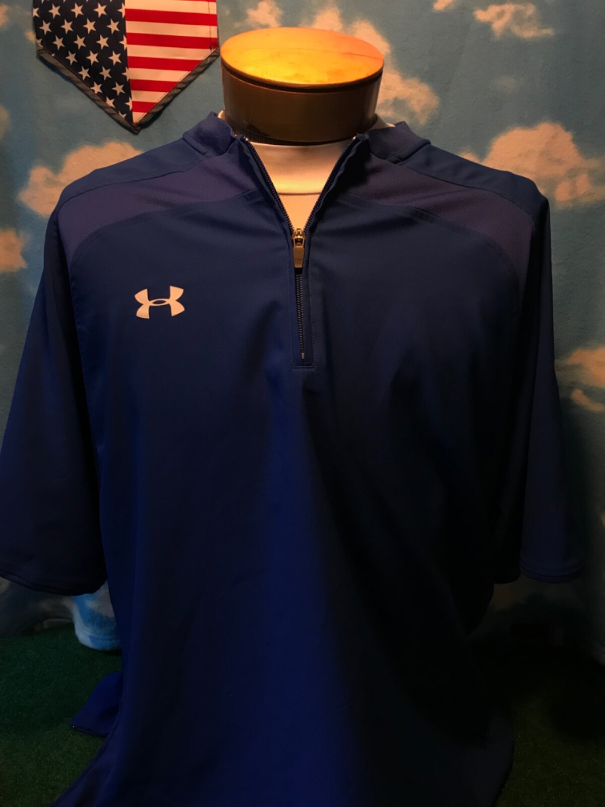 UA under armour hat shirt blue armor 1/4 zip large T-Shirt polyester jacket C11 gallery