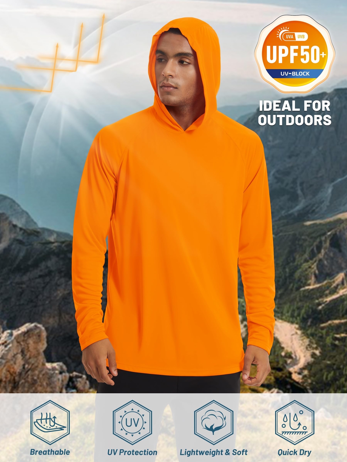 UPF50+ Men's Long Sleeve Fishing Shirts UV Protection Hoodie Casual Sport Shirts gallery