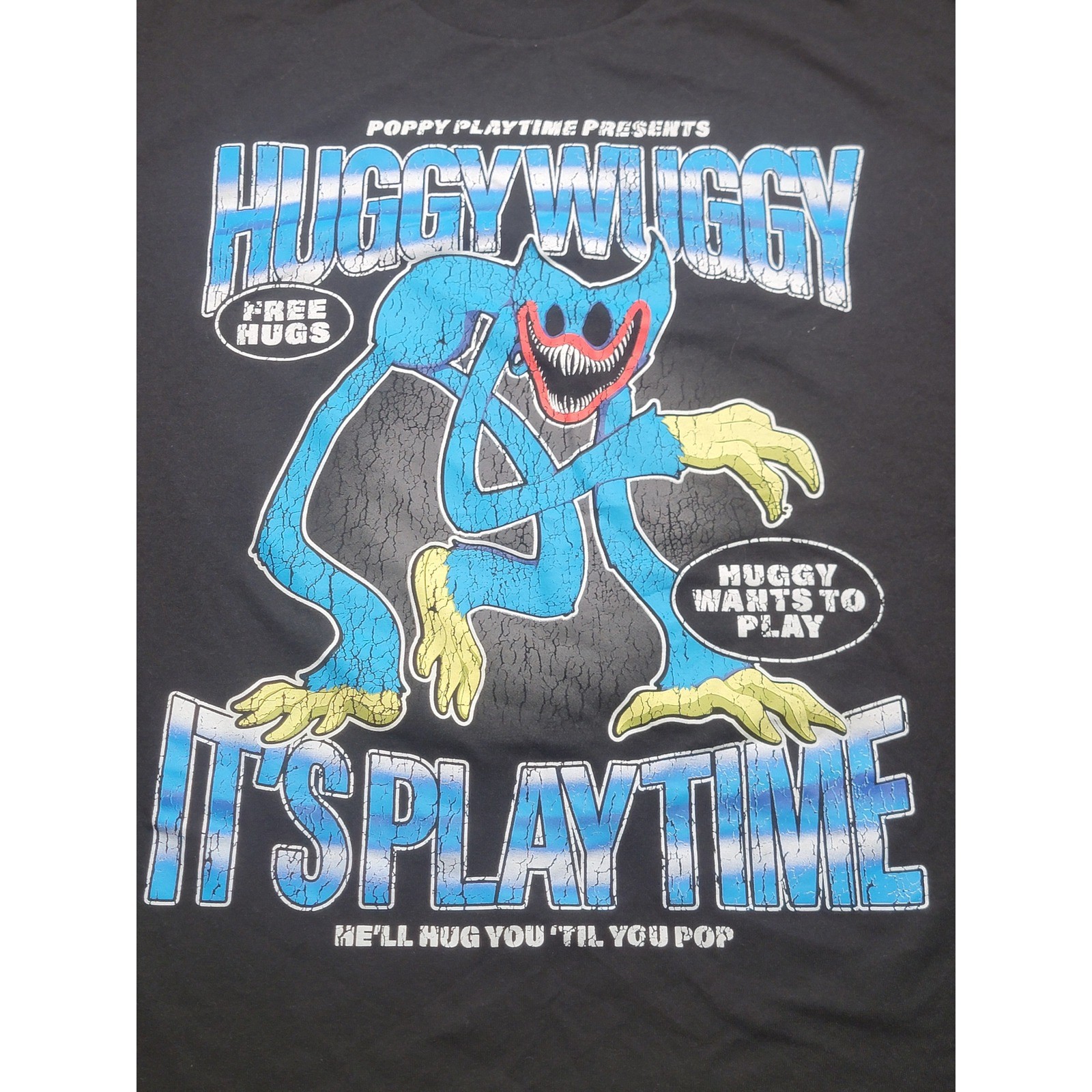 Poppy Playtime Huggy Wuggy Graphic T-Shirt Mens L Black Its Playtime Mad Engine gallery