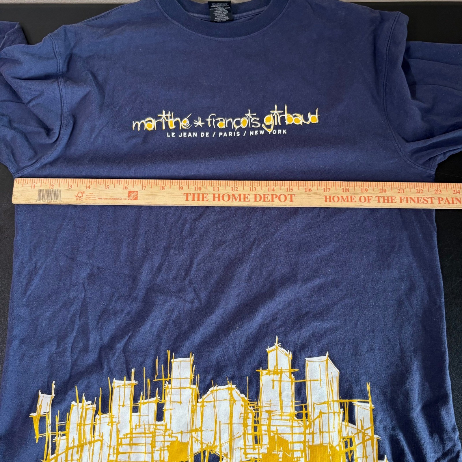Y2K Marithe Francois Girbaud Skyline Graphic T-Shirt Mens L Navy Blue Streetwear gallery
