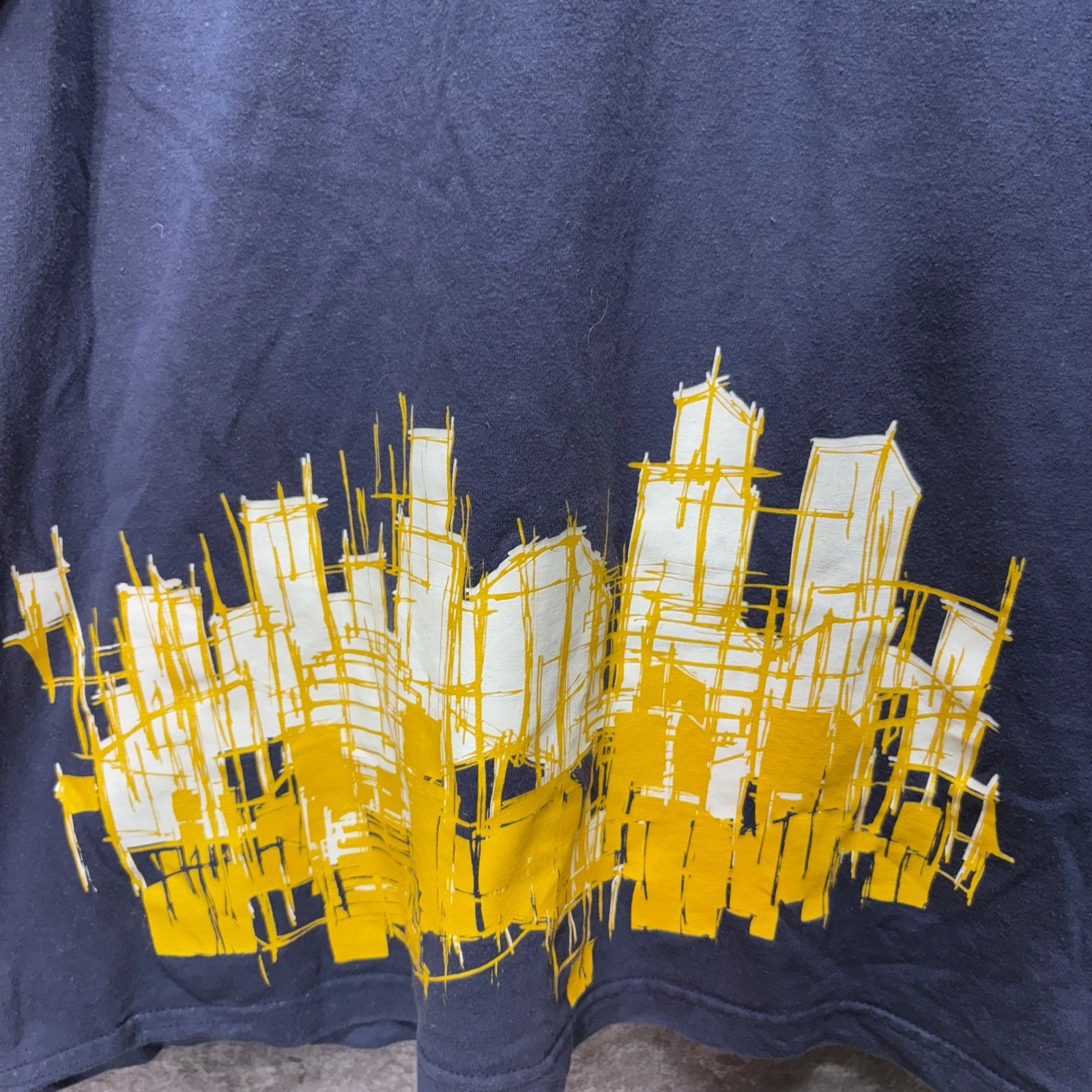 Y2K Marithe Francois Girbaud Skyline Graphic T-Shirt Mens L Navy Blue Streetwear gallery