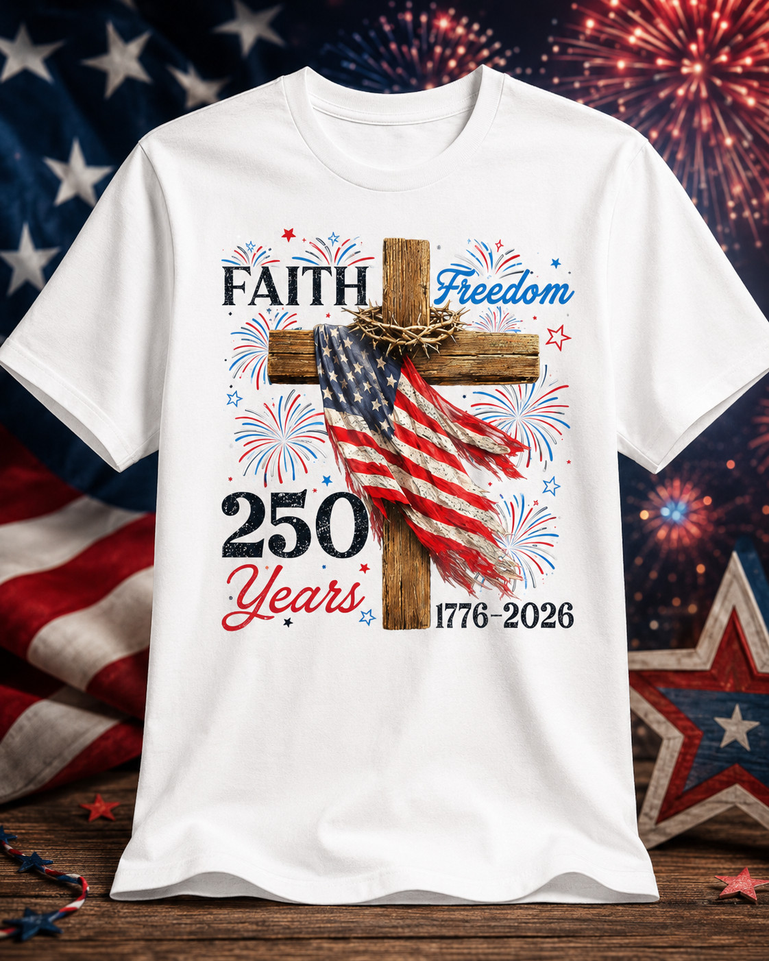 250 Years Faith and Freedom 4th of July Shirts Christian Men T Shirt gallery
