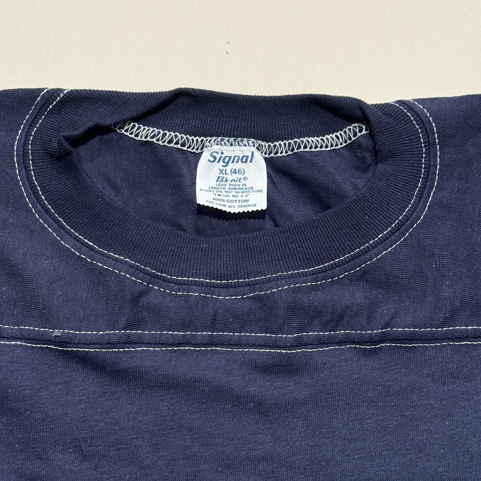Vintage Signal Adult XL (46) Navy Blue Football Cotton T-Shirt NOS gallery