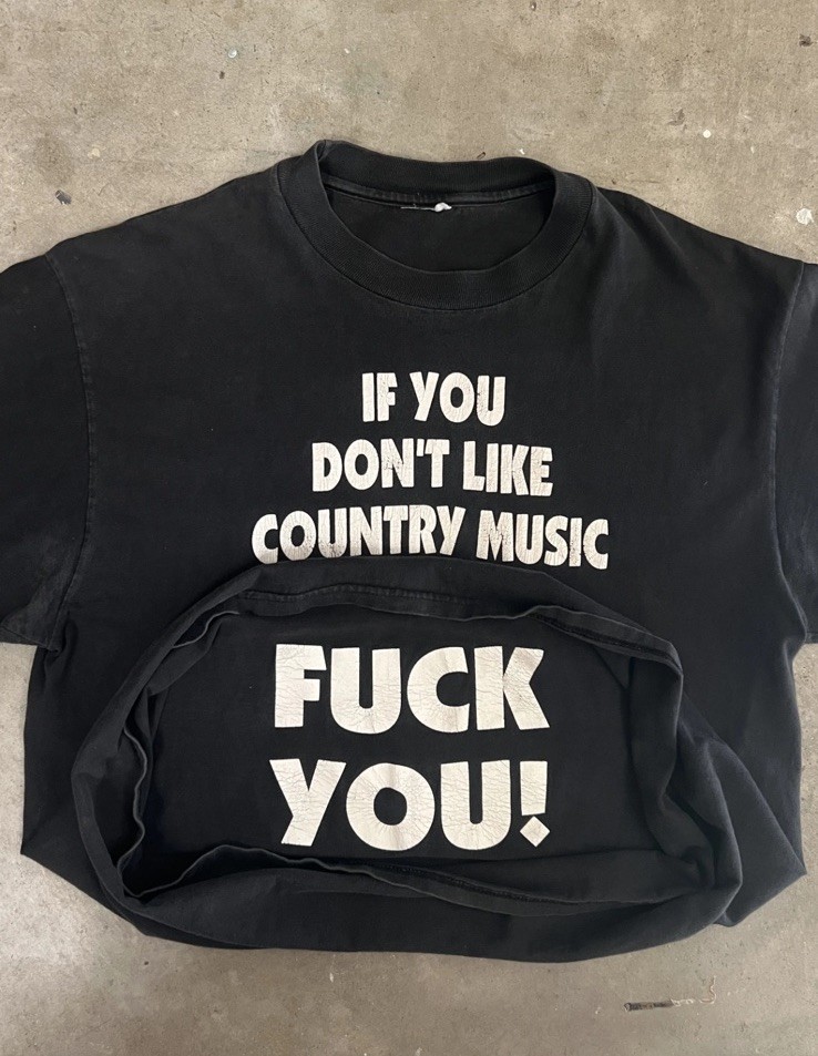2000's COUNTRY MUSIC REVERSIBLE T-SHIRT L BLACK WHITE PRINT DOUBLE SIDED USED gallery