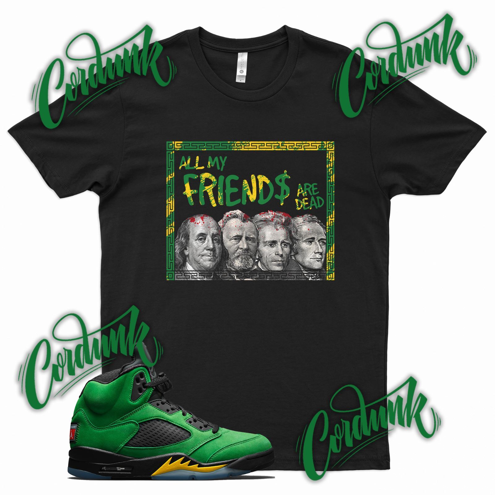 Black DEAD FRIENDS T Shirt for J1 5 Oregon Ducks Apple Green Elevate Yellow gallery