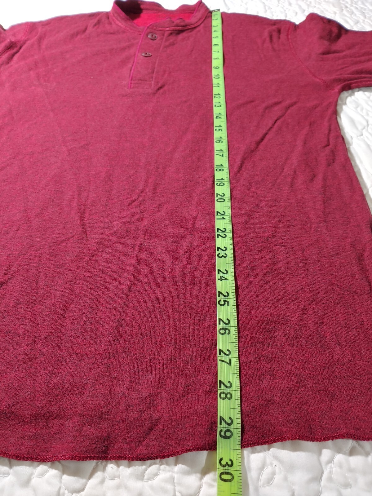 LL Bean Shirt Medium Red Wool Made In Canada Nylon Henley Cotton Long Sleeve gallery