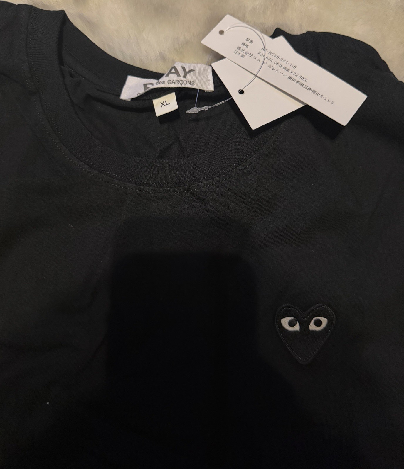 Comme Des Garcons Play Heart Logo Black Men's Short Sleeve T Shirt Size L gallery