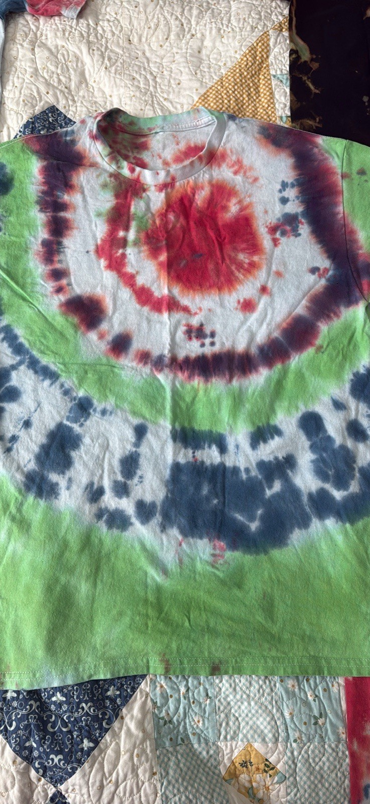 Unisex Adults L Multicolor Tie-Dye Cotton Knit Crew Neck Short Sleeve T-Shirt gallery