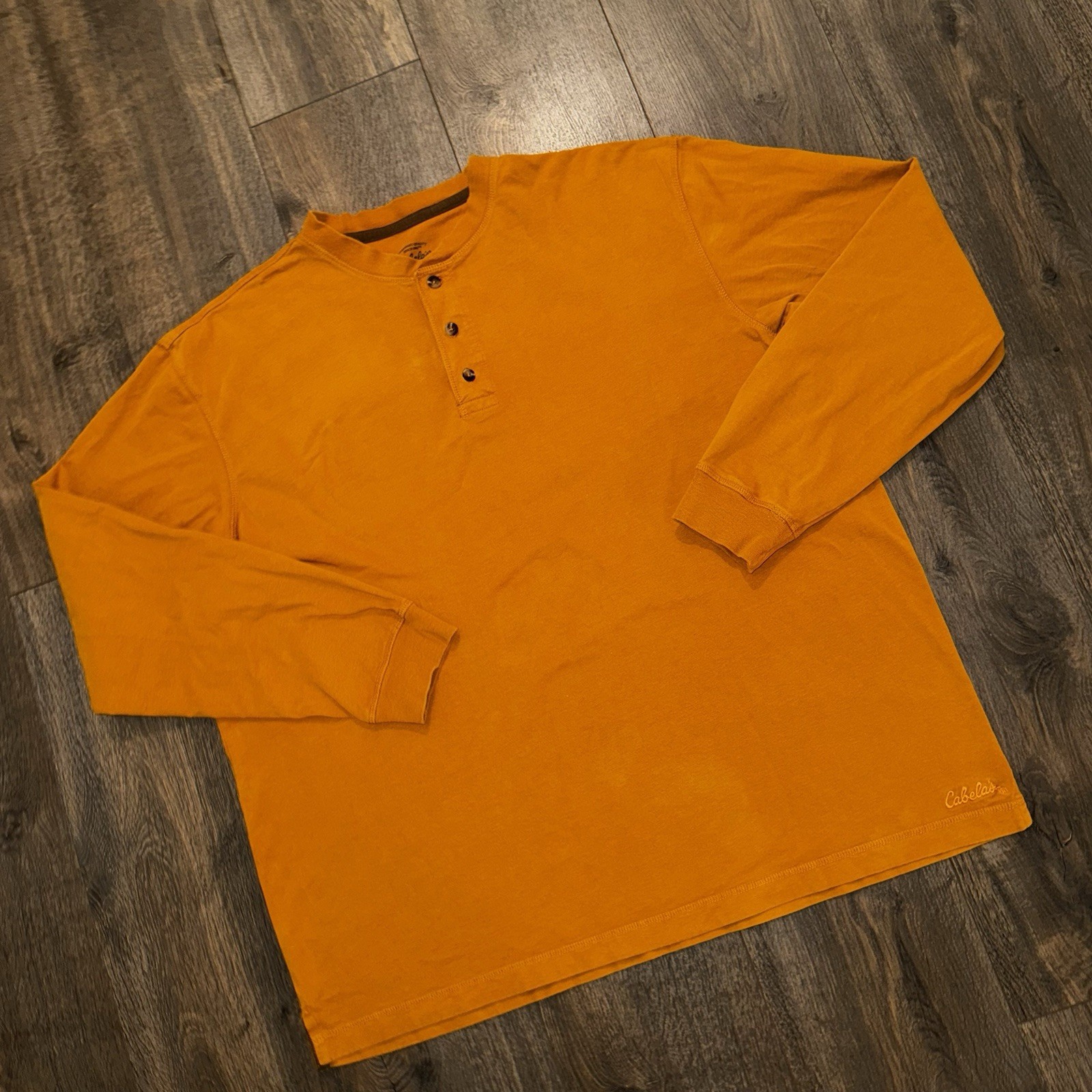 Cabela's Shirt Henley Long Sleeve Mens XL Burnt Orange Outdoors Camping Hunting gallery