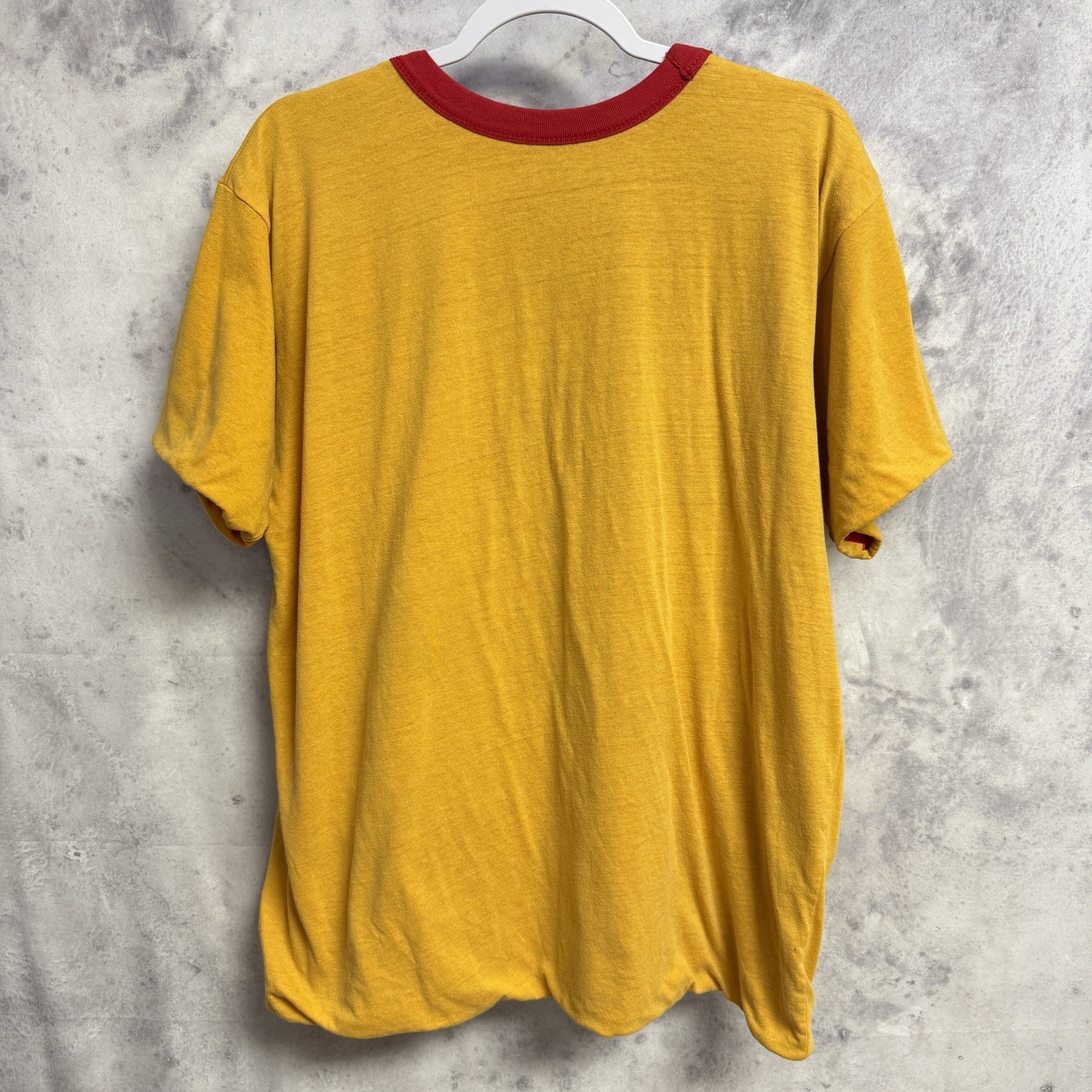 Vintage 90s Double Face Phys Ed T Shirt Mens XL Red/Yellow USA gallery