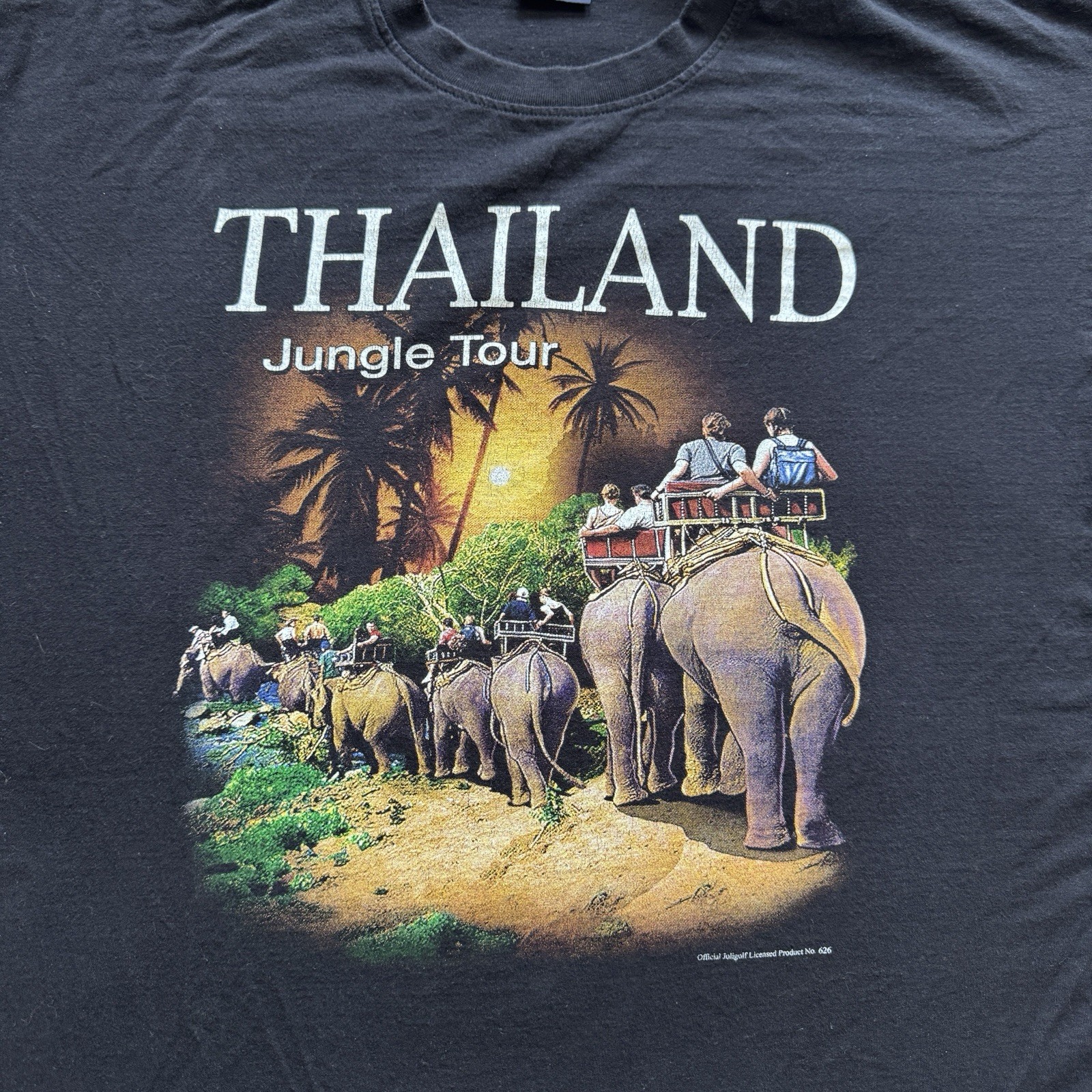 Vintage Thailand Jungle Tour Novelty Tee Men’s XXL Elephant Nature Black River gallery
