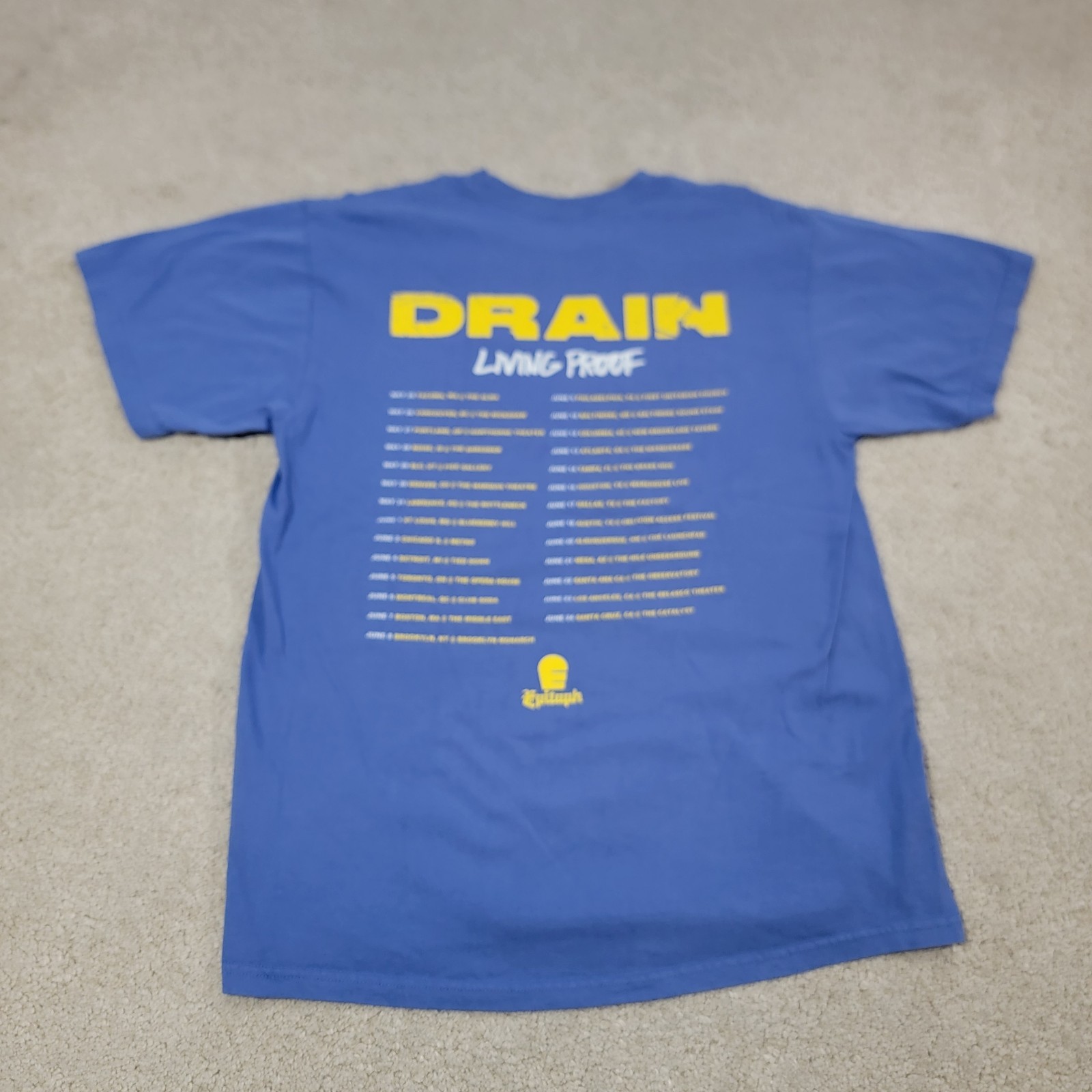 Drain Living Proof Tour T Shirt Adult Size Medium Hardcore Blue gallery