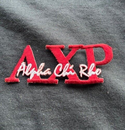 Alpha Chi Rho Black T Shirt w/Embroidered Letters sz Large gallery